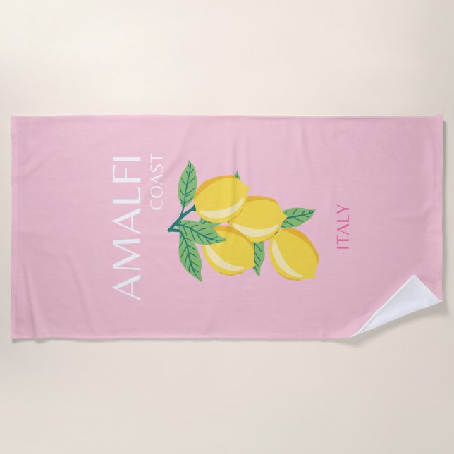 Amalfi Coast, Preppy Room, Pink Beach Towel (Front)