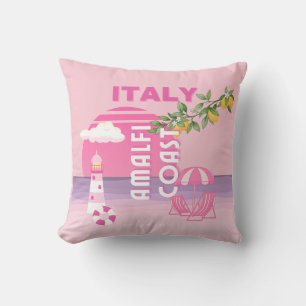 Amalfi Coast, Preppy Travel, Pink Cushion