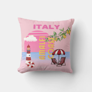 Amalfi Coast, Preppy Travel, Pink Cushion