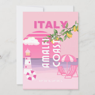 Amalfi Coast, Preppy Travel, Pink Holiday Card