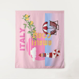 Amalfi Coast, Preppy Travel, Pink Tapestry