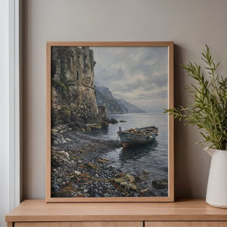 Amalfi Coast Saracen Tower & Boat Canvas Print