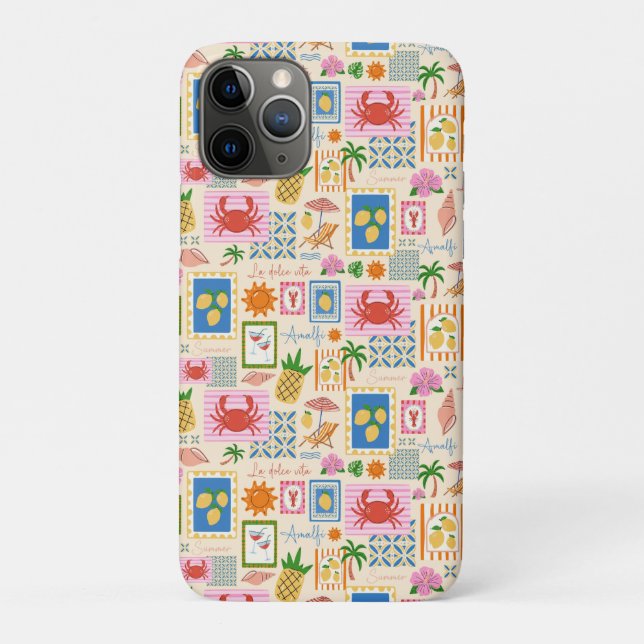 Amalfi Coast Summer Mediterranean Pattern  Case-Mate iPhone Case (Back)