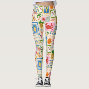 Amalfi Coast Summer Mediterranean Pattern  Leggings