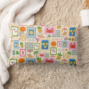 Amalfi Coast Summer Mediterranean Pattern Lumbar Cushion