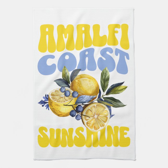 Amalfi Coast Sunshine Lemons Tea Towel (Vertical)