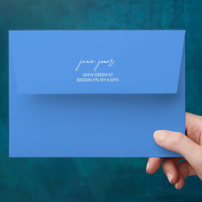 Amalfi Coast Themed Bachelorette | Blue Invite Envelope (Hand)