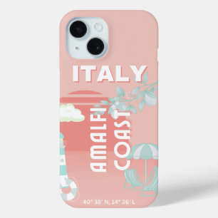Amalfi Coast, Travel Art, Pastel iPhone 15 Case