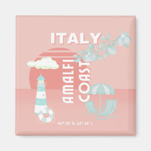 Amalfi Coast, Travel Art, Pastel Magnet