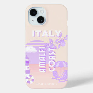 Amalfi Coast, Travel Art, Preppy Travel, Pastel iPhone 15 Case