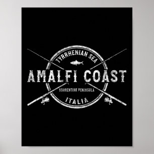 Amalfi Coast Vintage Crossed Fishing Rods Poster