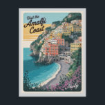 Amalfi Coast Vintage Italy Travel Postcard<br><div class="desc">Anyone would love to receive this vintage Italian travel postcard featuring a retro illustration of the Amalfi Coast in Italy!</div>