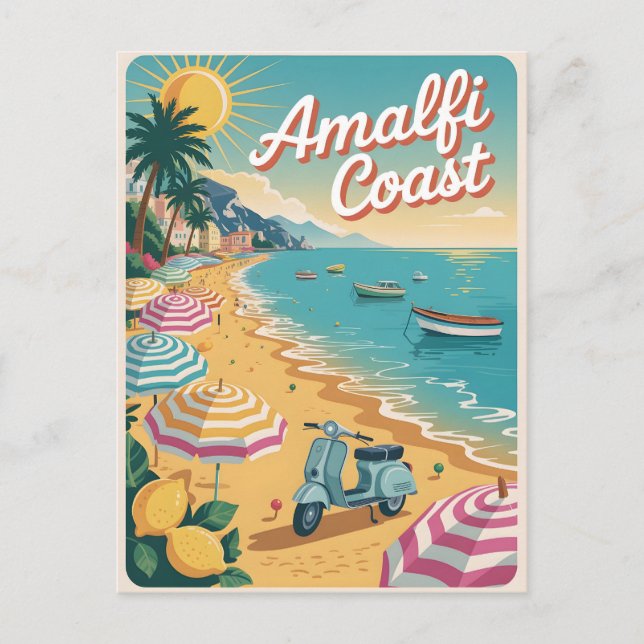 Amalfi Coast vintage Postcard (Front)