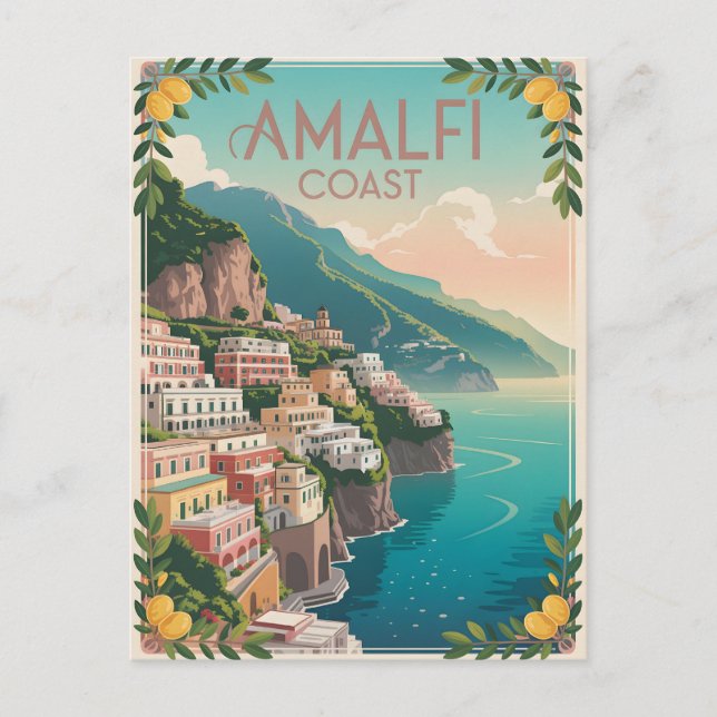 Amalfi Coast vintage Postcard (Front)