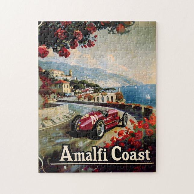 Amalfi Coast Vintage Racing Car Jigsaw Puzzle (Vertical)