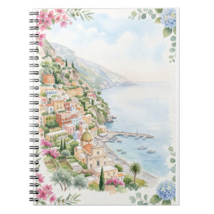 Amalfi Coast Watercolor Floral Notebook