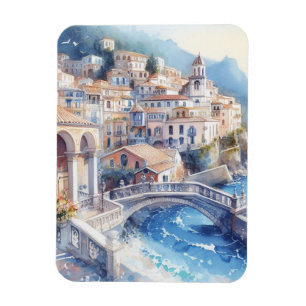Amalfi Coast Watercolor Magnet