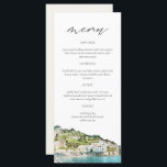 AMALFI COAST Watercolor Wedding Menu Cards<br><div class="desc">This menu features a watercolor painting of The Amalfi Coast paired with a simple font combination. This menu is perfect for your travel themed or Italian adventure themed wedding or event.</div>