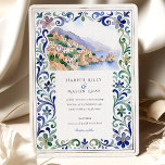 Amalfi Coast Wedding Invitation<br><div class="desc">Transport your guests to the sun-drenched shores of Italy with this breathtaking wedding invitation. Perfectly suited for a destination wedding, this design features a stunning watercolor illustration of a picturesque Amalfi Coast village, with charming buildings cascading down cliffs to meet the serene blue sea. The scene is beautifully framed by...</div>