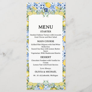 Amalfi Coast Wedding Menu Card