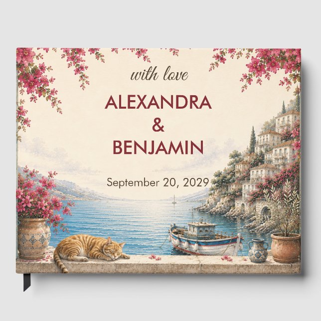 Amalfi Coast Wedding | Romantic Mediterranean Guest Book (Front)