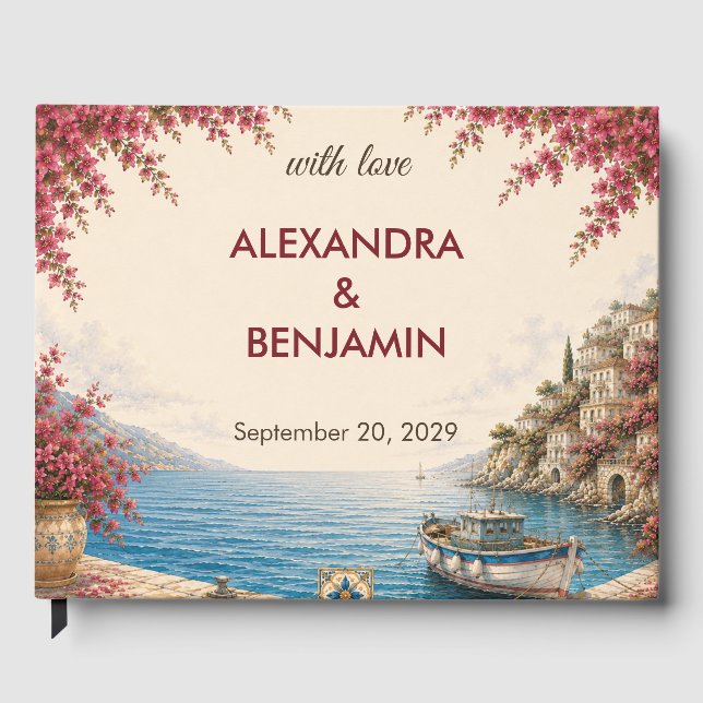 Amalfi Coast Wedding | Romantic Mediterranean Guest Book (Front)
