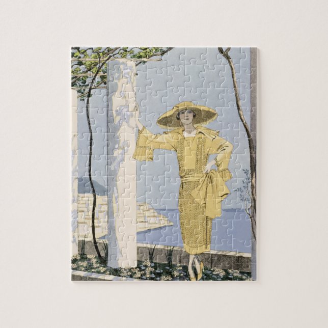 Amalfi, illustration of a woman in a yellow dress jigsaw puzzle (Vertical)