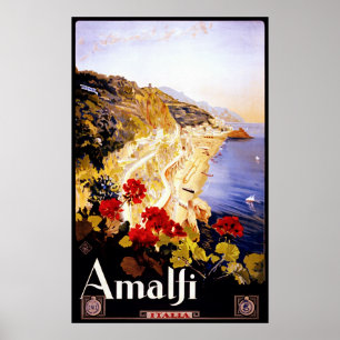 Amalfi ~ Italia ~ Vintage Italian Travel Canvas. Poster