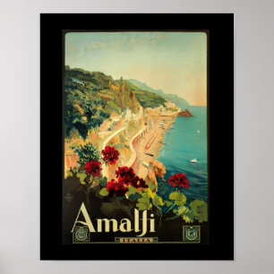 Amalfi Italia Vintage Italy Travel Poster