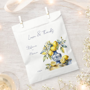 Amalfi Italian blue tiles lemons wedding Favour Bags