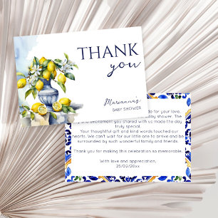Amalfi Italian blue vase lemons baby shower Thank You Card