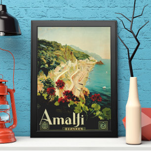 Amalfi Italian Coast, Vintage Travel Poster Italy