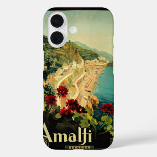 Amalfi Italian Coast, Vintage Travel Poster Italy iPhone 16 Case