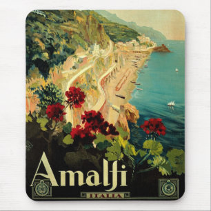 Amalfi Italian Coast, Vintage Travel Poster Italy Mouse Pad