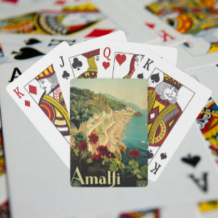 Amalfi Italian Coast, Vintage Travel Poster Italy Playing Cards