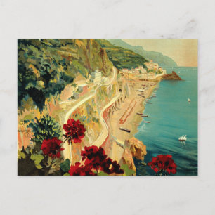Amalfi Italian Coast, Vintage Travel Poster Italy Postcard