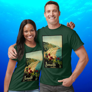 Amalfi Italian Coast, Vintage Travel Poster Italy T-Shirt