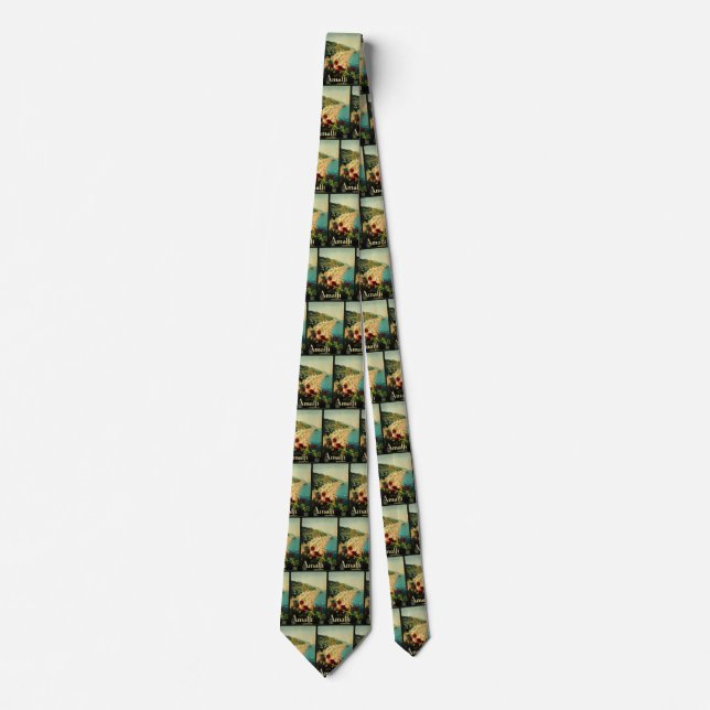 Amalfi Italian Coast, Vintage Travel Poster Italy Tie (Front)