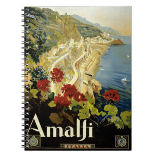 Amalfi Italy Italia Vintage Poster Restored Spiral Notebook