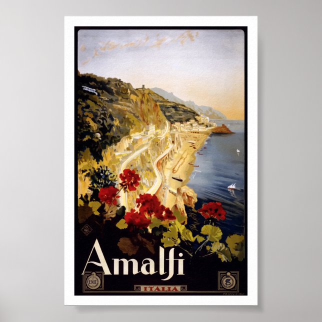 Amalfi Italy Italia Vintage Travel Poster (Front)