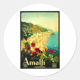 Amalfi Italy Italia VintageTravel Advertisement Classic Round Sticker