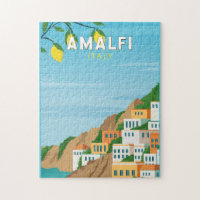Amalfi Italy Retro Travel Art Vintage