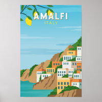 Amalfi Italy Retro Travel Art Vintage