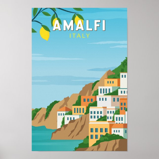 Amalfi Italy Retro Travel Art Vintage Poster (Front)
