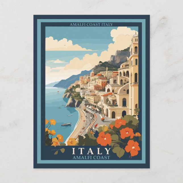 Amalfi Italy Retro Travel Vintage Postcard (Front)