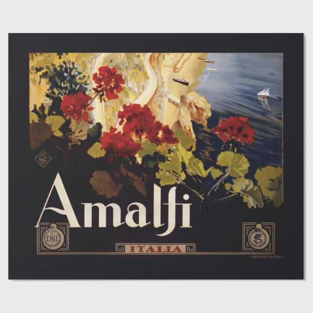 Amalfi Italy Travel Poster Art Graphic Wrapping Paper (Flat)