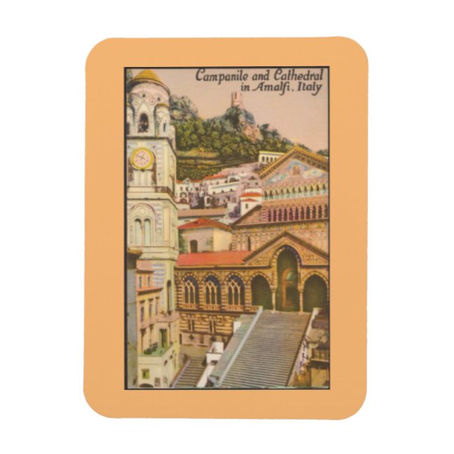 Amalfi, Italy Vintage Campanile and Cathedral Magn Magnet (Vertical)