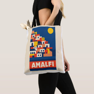 Amalfi Italy Vintage Travel Tote Bag Retro Coastal