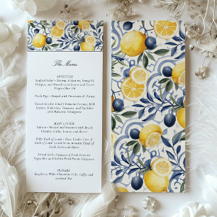 Amalfi Lemon & Azulejo Wedding Menu Card
