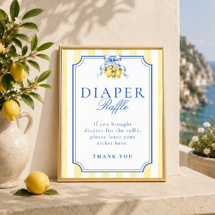 Amalfi Lemon Baby Shower Diaper Raffle Party Sign